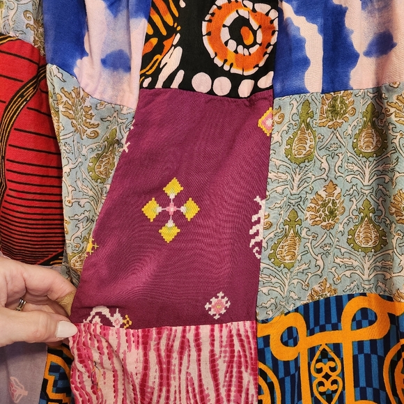 HANDCRAFTED ARTISAN SANTE FE HIPPIE FESTIVAL HAREM WIDE LEG PATCHWORK PANT MED - Picture 8 of 9